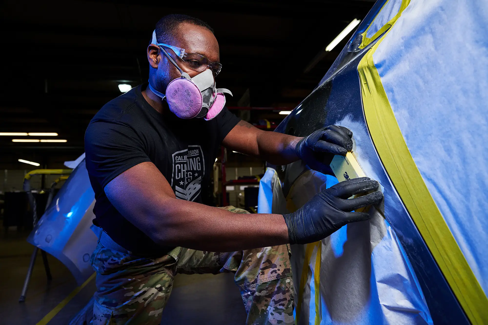 Changing Lanes trainee learning to be a Body Repair Technician.